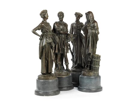 Satz von vier Bronzefiguren